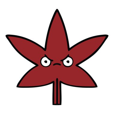 sevimli çizgi bir sonbahar yaprak