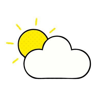 çizgi roman tarzı karikatür bir güneşli ve bulut