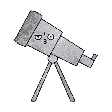 Retro grunge doku karikatür bir Teleskobu