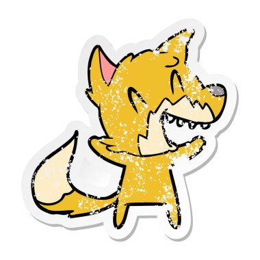 gülünecek bir tilki karikatür sıkıntılı etiket