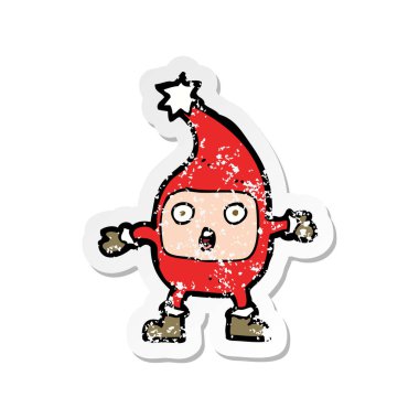 bir karikatür komik Noel yaratığın Retro sıkıntılı etiket