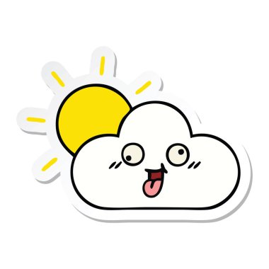 etiket bulutu ve sevimli çizgi güneş