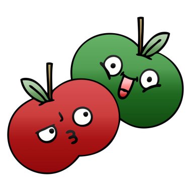 Degrade gölgeli karikatür sulu elma