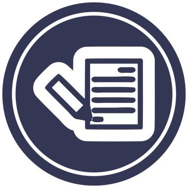 Belge ve kalem dairesel simgesi