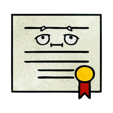 Retro grunge doku karikatür mezuniyet diploma