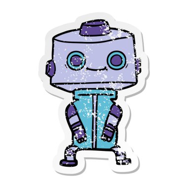 bir çizgi film robot sıkıntılı etiket