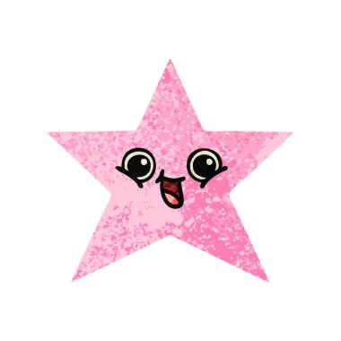 Retro illüstrasyon stil çizgi film yıldız balık