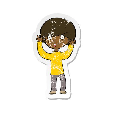 bir karikatür Retro sıkıntılı etiket çocuğu korkuttum galiba.