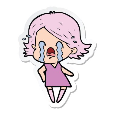 ağlayan bir çizgi film kadın etiketi