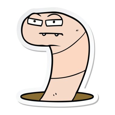 bir çizgi film solucanın etiket