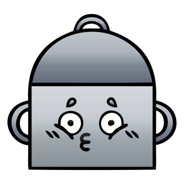 bir tencereye degrade gölgeli karikatür