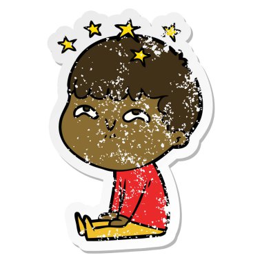 bir çizgi film hayran çocuğun sıkıntılı etiket