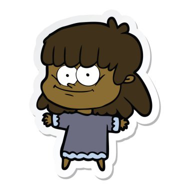 gülümseyen bir çizgi film kız etiketi