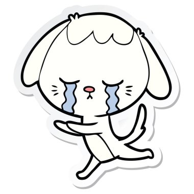 etiket bir karikatür ağlayan köpek