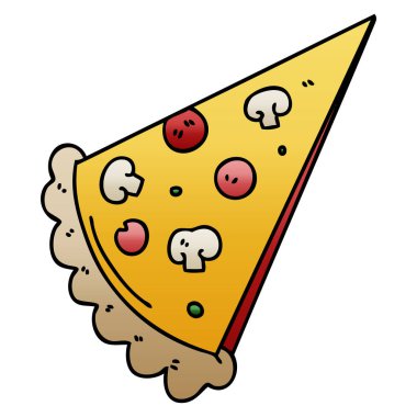 ilginç degrade gölgeli karikatür dilim pizza