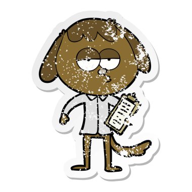 bir karikatür sıkıntılı etiket köpek ofis giyim sıkılmış