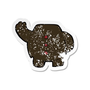 bir çizgi film siyah ayı vücudu Retro sıkıntılı etiket