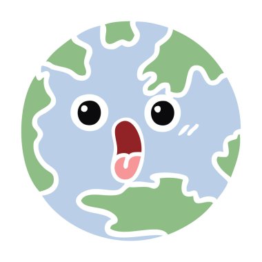 düz renk retro karikatür seyyare yerküre