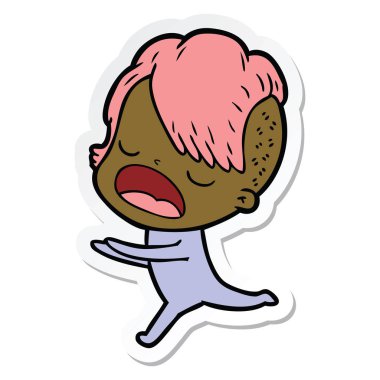 etiket konuşuyor karikatür serin hippi kız