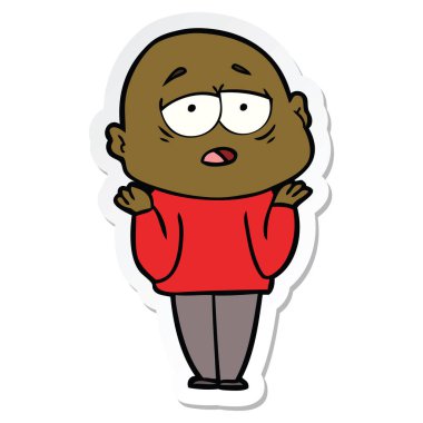 etiket bir karikatür kel adam yorgun