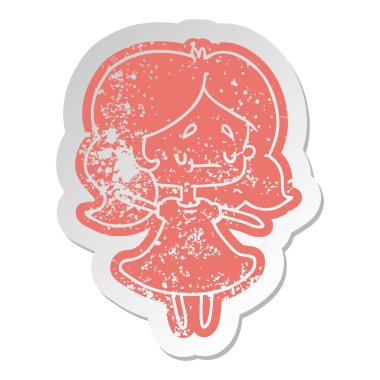 bir şirin kawaii kızın sıkıntılı eski etiket