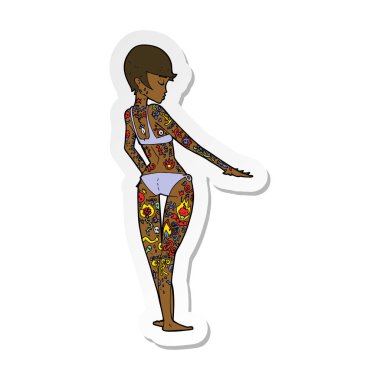 etiket bir karikatür bikini kız dövmeler kaplı