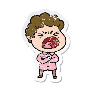 bir çizgi film öfkeli adam sıkıntılı etiket