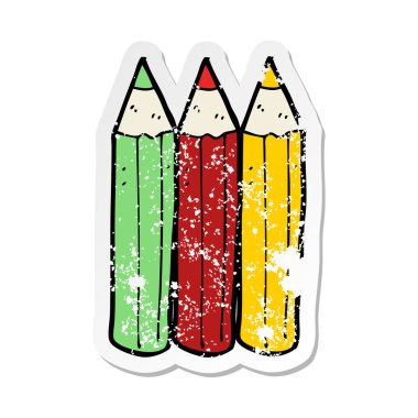 Retro sıkıntılı etiket bir karikatür kalem boyama