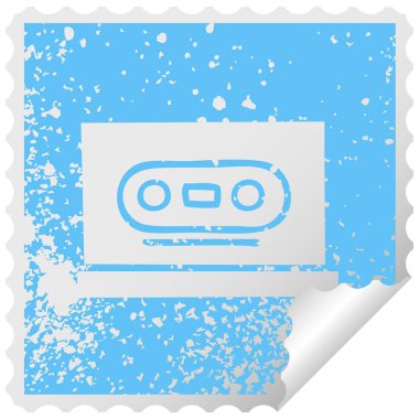 sıkıntılı kare etiketi simgesi retro kaset peeling