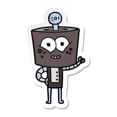 bir mutlu karikatür robot Sticker