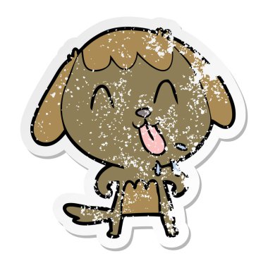 sevimli çizgi köpeklerin sıkıntılı etiket