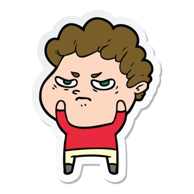 bir çizgi film kızgın adam etiketi