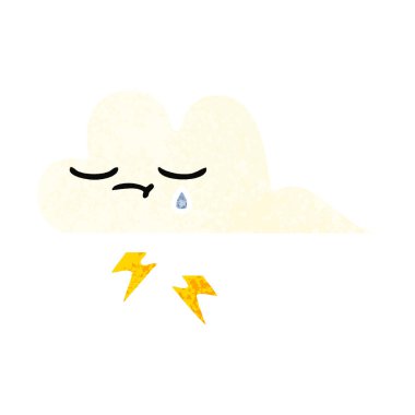 Retro illüstrasyon tarzı çizgi film thunder bulut
