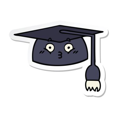 etiket sevimli çizgi mezuniyet şapka