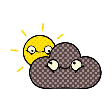 çizgi roman tarzı karikatür bir fırtına bulutu ve güneş