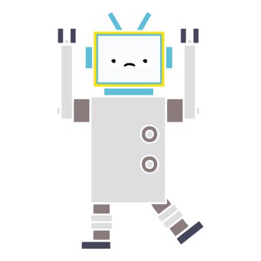 düz renk retro karikatür bir robot