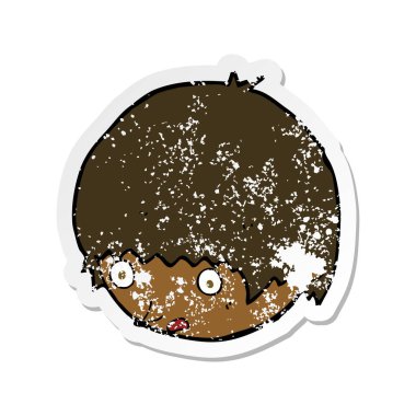 yüz bir karikatür Retro sıkıntılı sticker şok