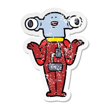 bir dostu karikatür yabancı shrugging sıkıntılı etiket