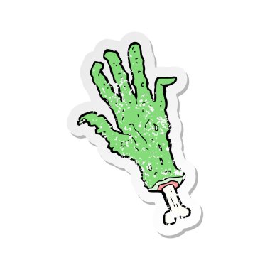 bir çizgi film zombi el Retro sıkıntılı etiket