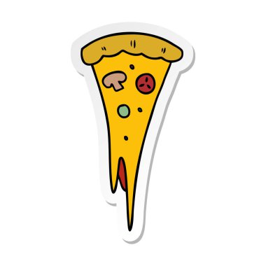 etiket karikatür doodle pizza bir dilim