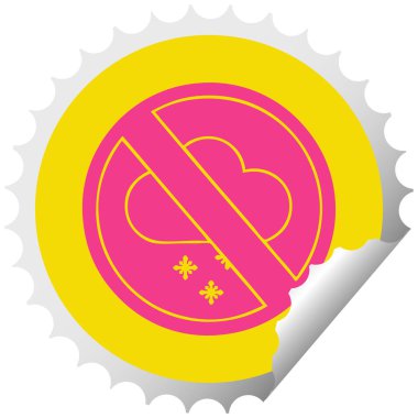 dairesel peeling etiket karikatür bir hiçbir kar işareti izin