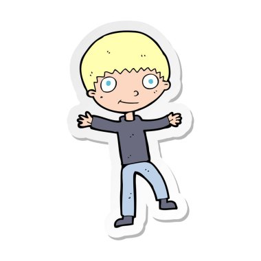 etiket bir karikatür mutlu çocuk