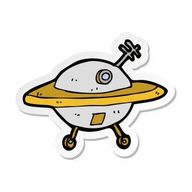etiket bir karikatür uçan daire
