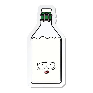 bir çizgi film eski süt şişe etiket