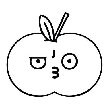 Kırmızı elma çizim karikatür