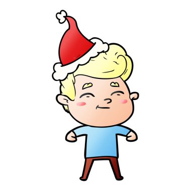 Noel Baba şapkası giyen bir adamın mutlu degrade çizgi film