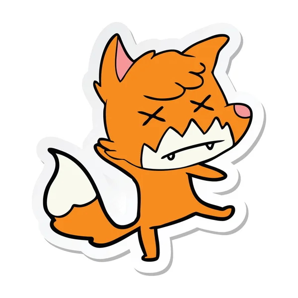 Sticker Van Een Cartoon Dode Fox — Stockvector