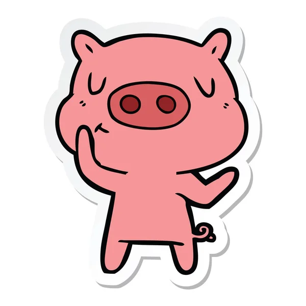 Sticker of a cartoon content pig — Stock Vector