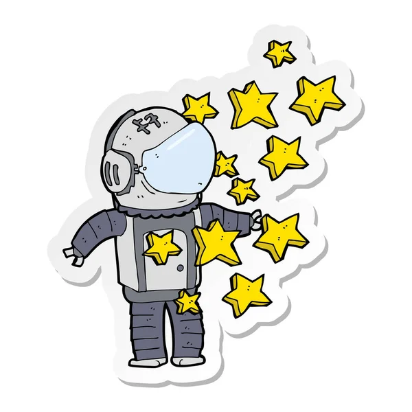 Adesivo di un astronauta cartone animato — Vettoriale Stock