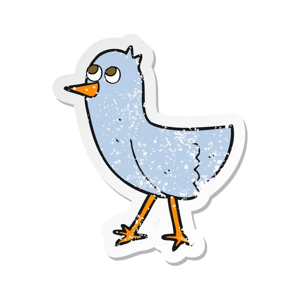 Etiqueta angustiada retro de um pássaro dos desenhos animados — Vetor de Stock